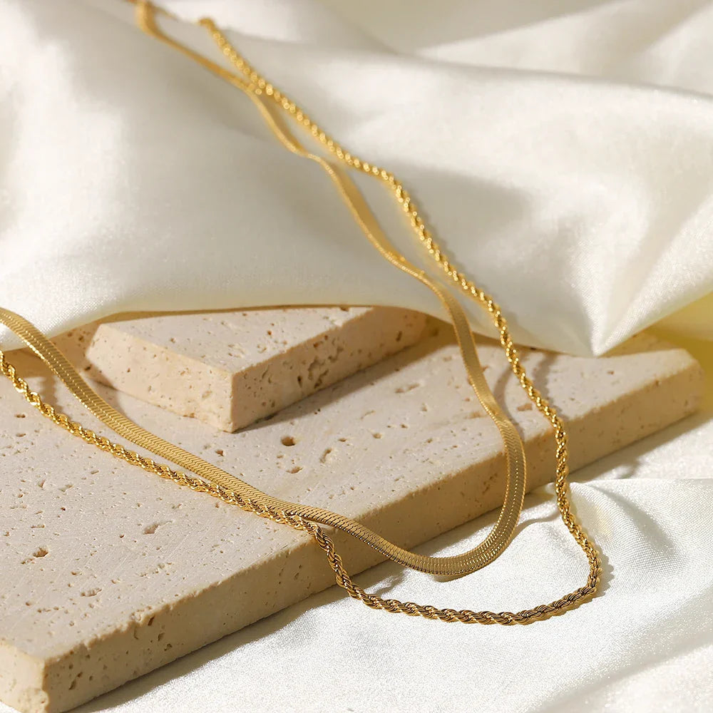 Rich שרשרת שכבות מצופה זהב 18K