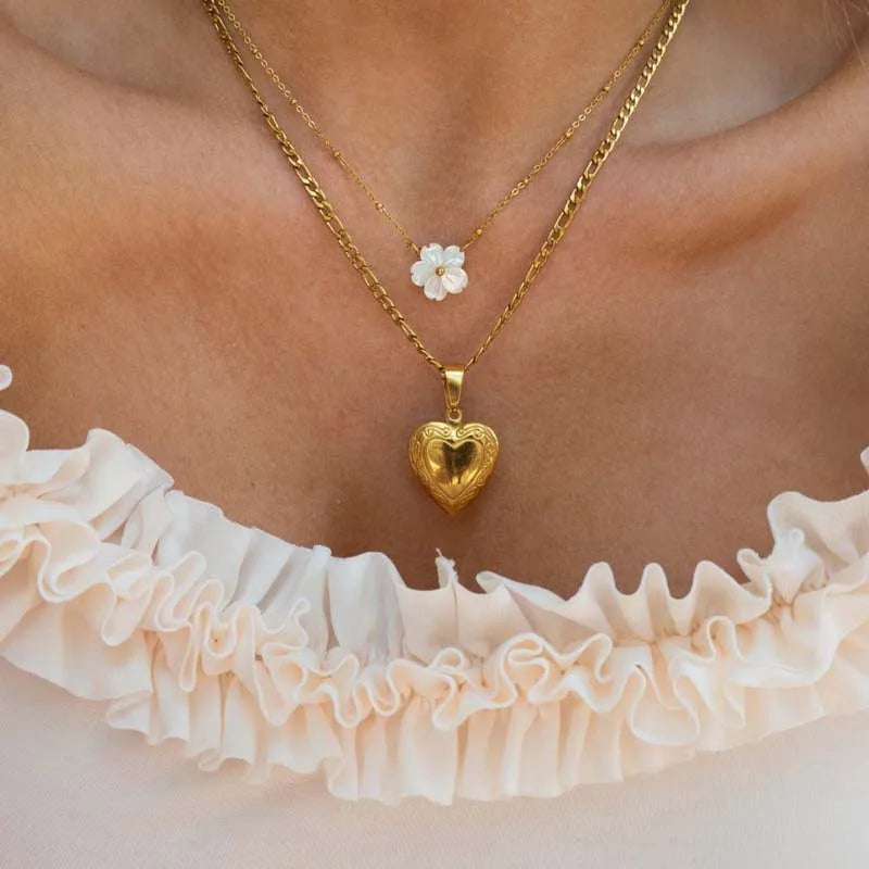 Rangel שרשרת שכבות עם תליון פרח ופנינים